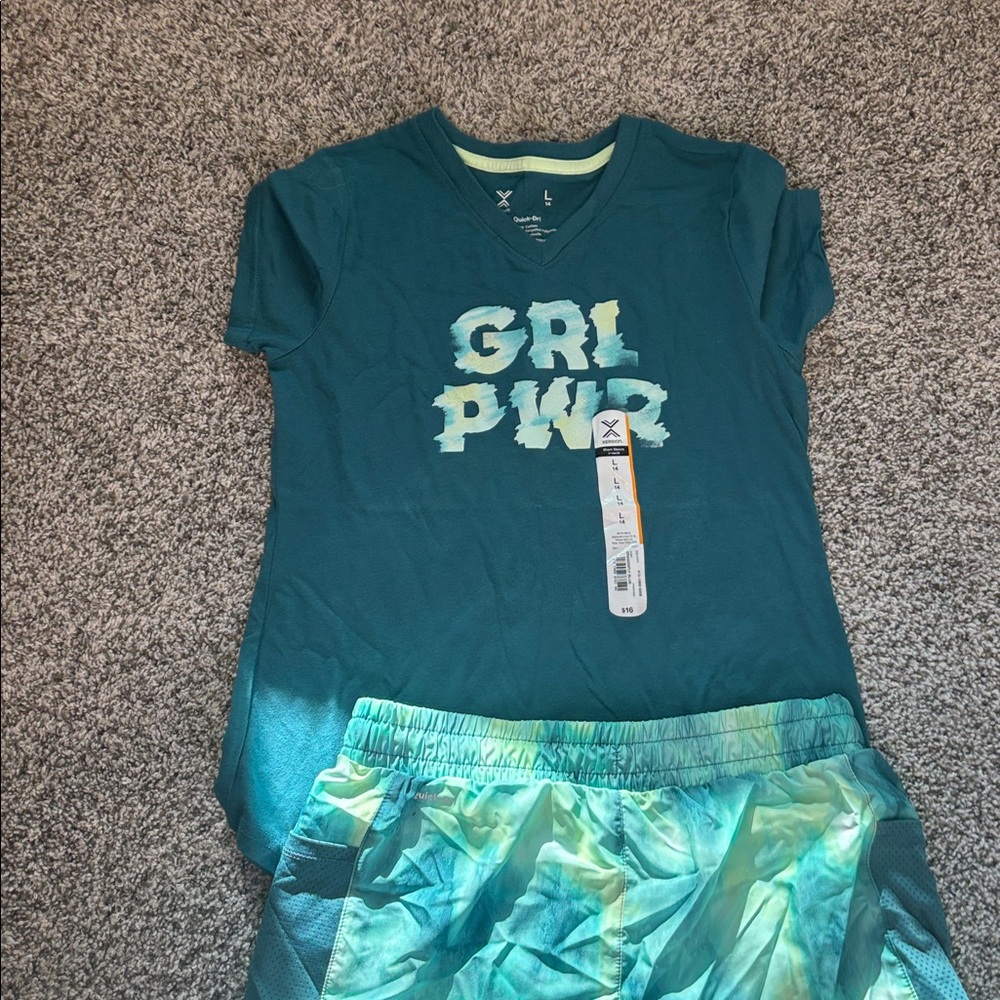 Xersion Aqua and Lime Activewear Set